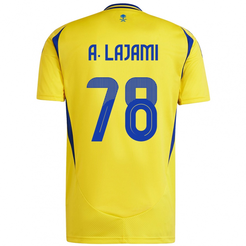 Kandiny Enfant Maillot Ali Lajami #78 Jaune Bleu Tenues Domicile 2024/25 T-Shirt