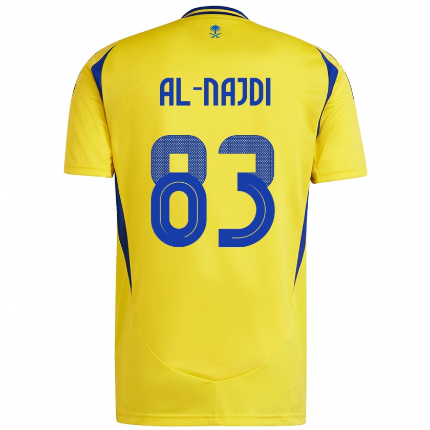 Kandiny Enfant Maillot Salem Al-Najdi #83 Jaune Bleu Tenues Domicile 2024/25 T-Shirt