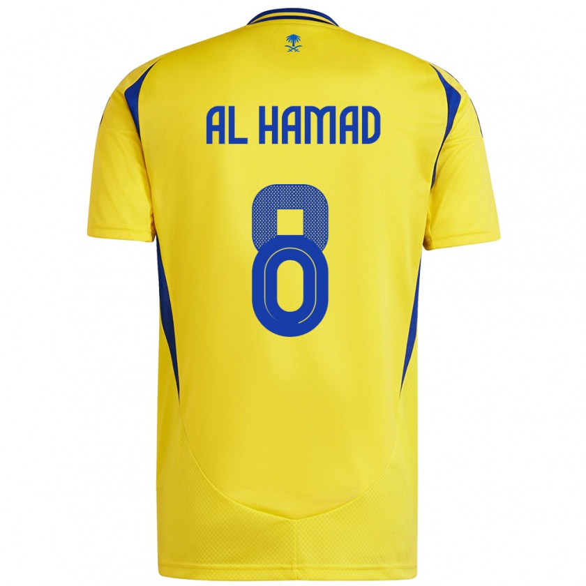 Kandiny Enfant Maillot Sara Al-Hamad #8 Jaune Bleu Tenues Domicile 2024/25 T-Shirt