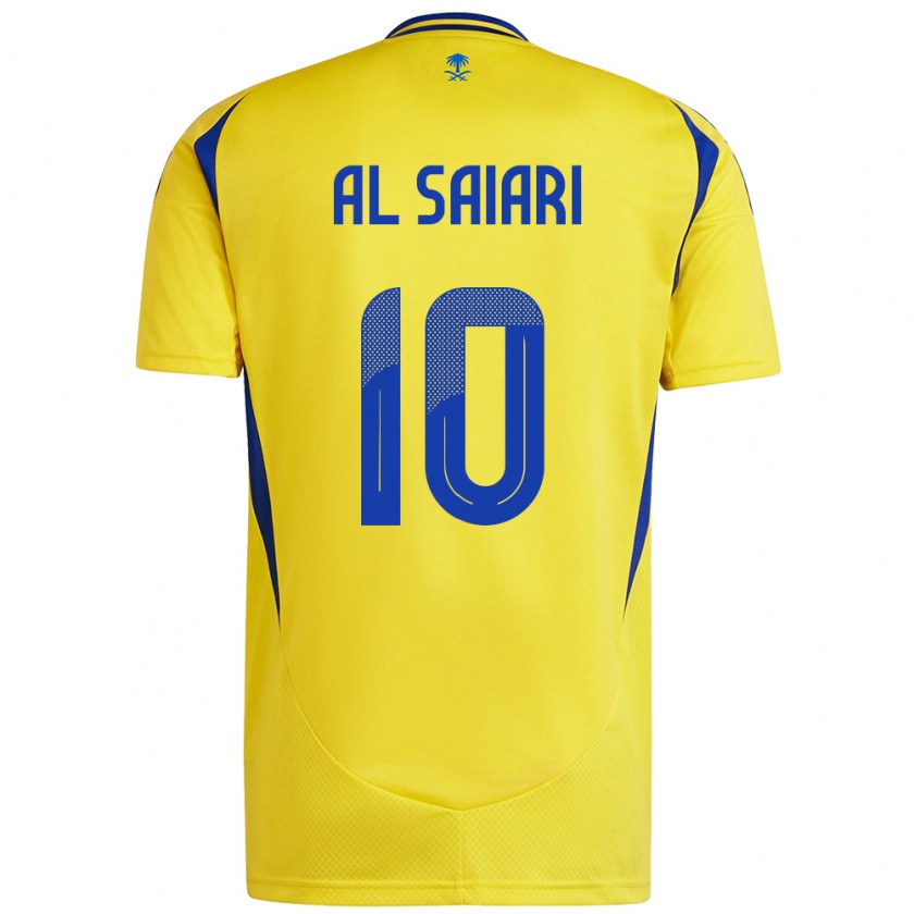 Kandiny Enfant Maillot Mubarkh Al-Saiari #10 Jaune Bleu Tenues Domicile 2024/25 T-Shirt