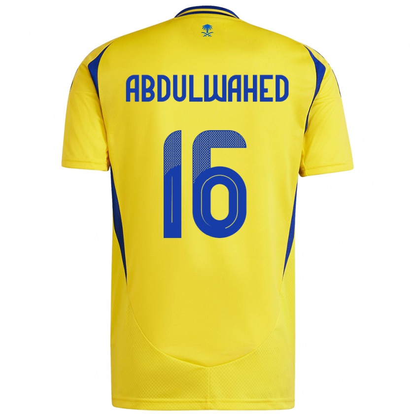 Kandiny Enfant Maillot Ghader Abdulwahed #16 Jaune Bleu Tenues Domicile 2024/25 T-Shirt