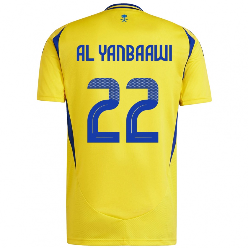 Kandiny Enfant Maillot Tahani Al-Yanbaawi #22 Jaune Bleu Tenues Domicile 2024/25 T-Shirt