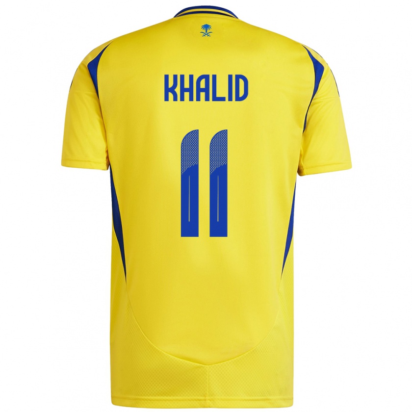 Kandiny Enfant Maillot Khalid Al-Ghannam #11 Jaune Bleu Tenues Domicile 2024/25 T-Shirt