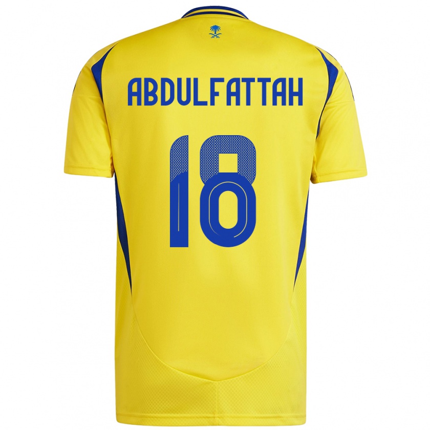 Kandiny Enfant Maillot Abdulfattah Adam #18 Jaune Bleu Tenues Domicile 2024/25 T-Shirt