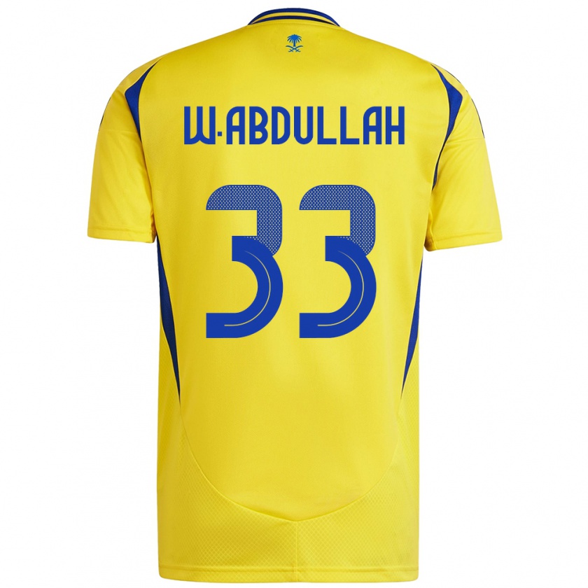 Kandiny Enfant Maillot Waleed Abdullah #33 Jaune Bleu Tenues Domicile 2024/25 T-Shirt