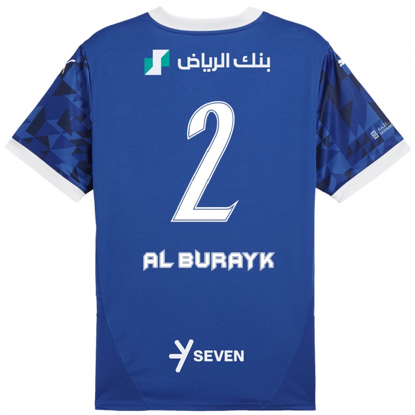 Kandiny Enfant Maillot Mohammed Al-Burayk #2 Bleu Foncé Blanc Tenues Domicile 2024/25 T-Shirt