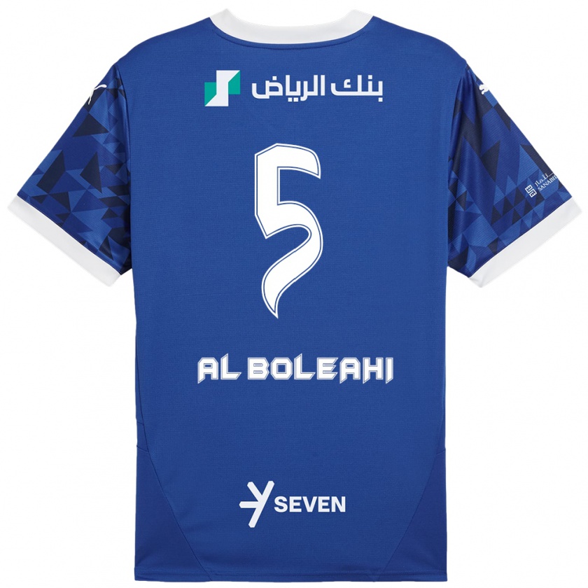 Kandiny Enfant Maillot Ali Al-Bulayhi #5 Bleu Foncé Blanc Tenues Domicile 2024/25 T-Shirt