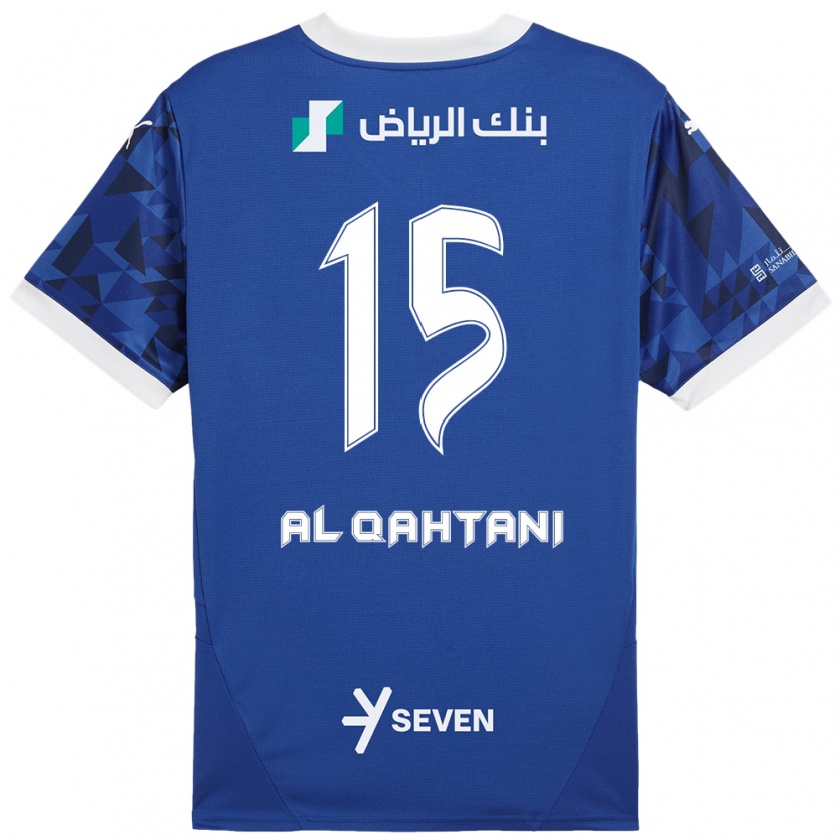 Kandiny Enfant Maillot Mohammed Al-Qahtani #15 Bleu Foncé Blanc Tenues Domicile 2024/25 T-Shirt