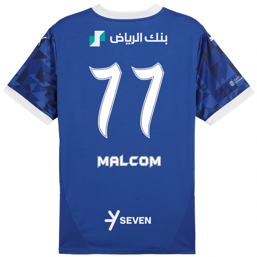 Kandiny Enfant Maillot Malcom #77 Bleu Foncé Blanc Tenues Domicile 2024/25 T-Shirt