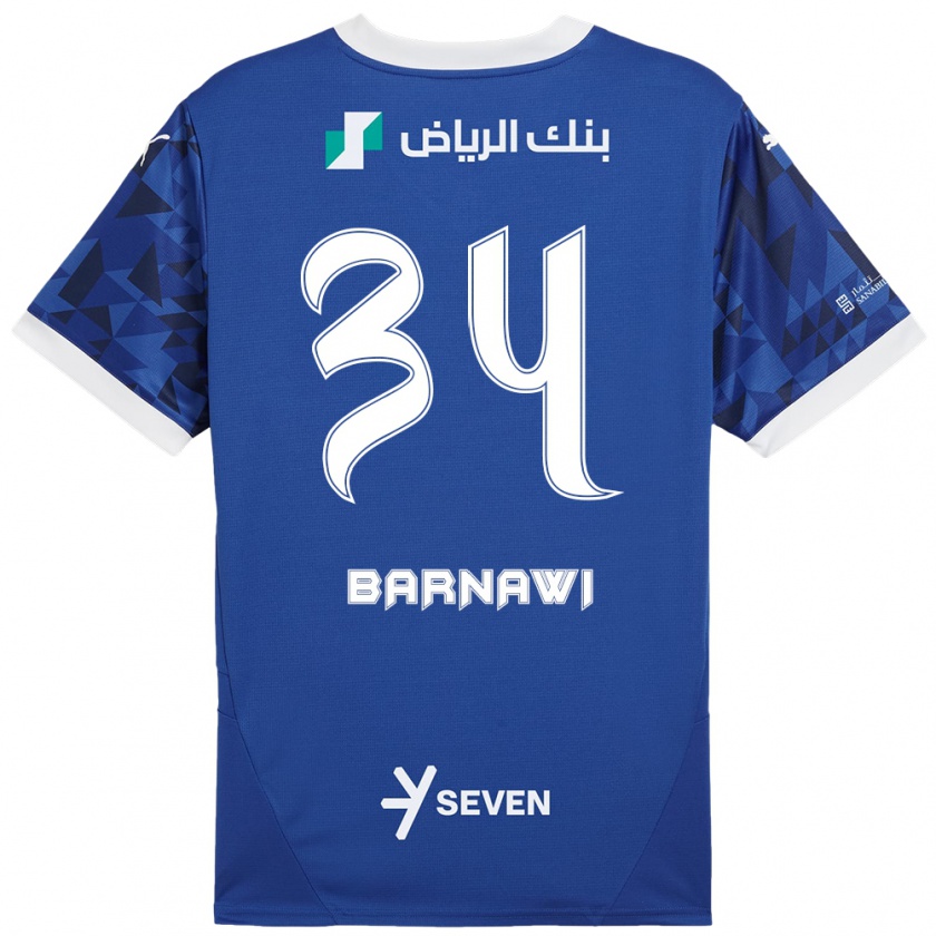 Kandiny Enfant Maillot Saleh Barnawi #34 Bleu Foncé Blanc Tenues Domicile 2024/25 T-Shirt