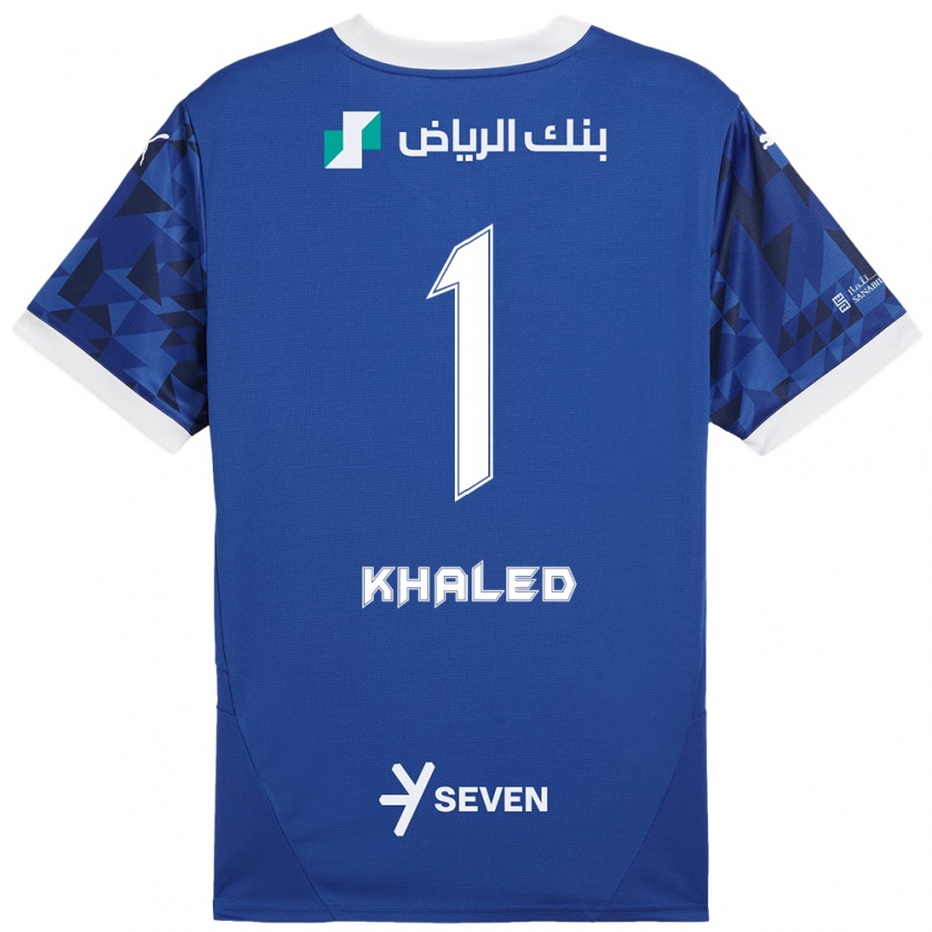 Kandiny Enfant Maillot Nawal Khaled #1 Bleu Foncé Blanc Tenues Domicile 2024/25 T-Shirt