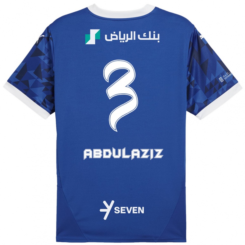 Kandiny Enfant Maillot Al Jawhara Abdulaziz #3 Bleu Foncé Blanc Tenues Domicile 2024/25 T-Shirt