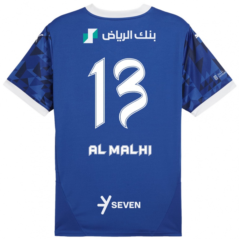 Kandiny Enfant Maillot Al Muhra Al-Malhi #13 Bleu Foncé Blanc Tenues Domicile 2024/25 T-Shirt