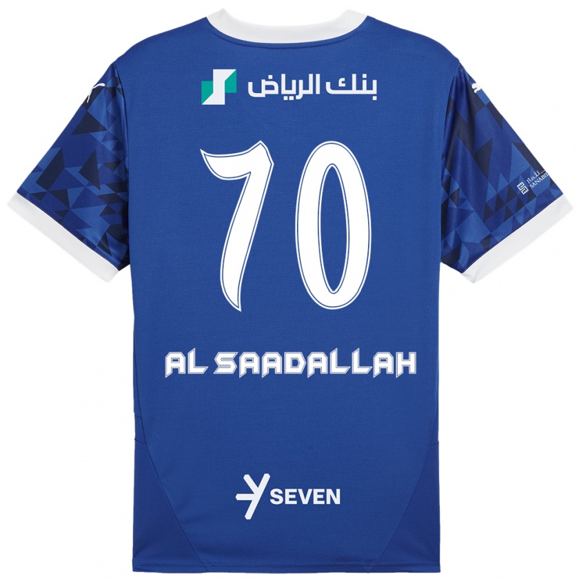 Kandiny Enfant Maillot Hessa Al-Saadallah #70 Bleu Foncé Blanc Tenues Domicile 2024/25 T-Shirt