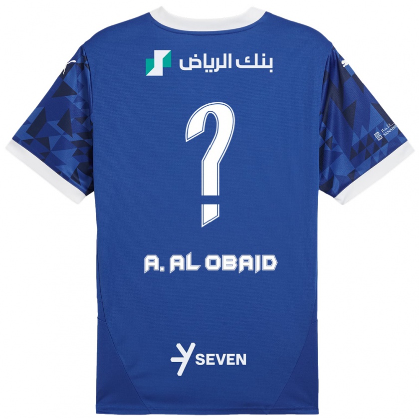 Kandiny Enfant Maillot Abdulrahman Al-Obaid #0 Bleu Foncé Blanc Tenues Domicile 2024/25 T-Shirt