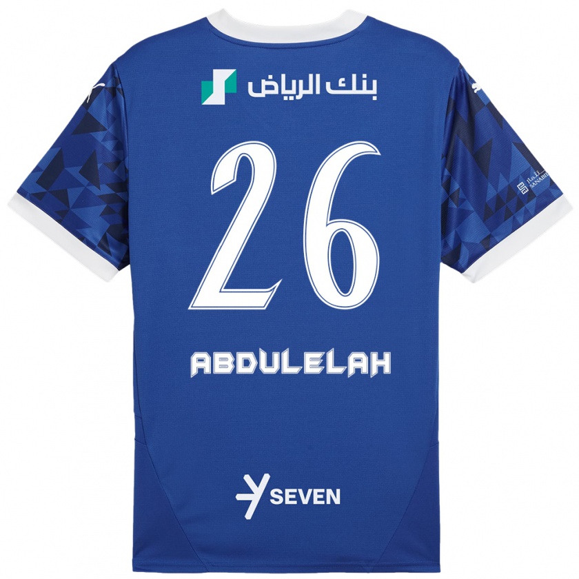 Kandiny Enfant Maillot Abdulelah Al-Malki #26 Bleu Foncé Blanc Tenues Domicile 2024/25 T-Shirt