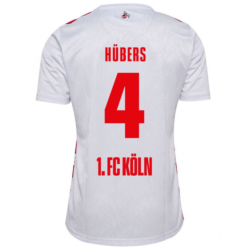 Kandiny Enfant Maillot Timo Hübers #4 Blanc Rouge Tenues Domicile 2024/25 T-Shirt