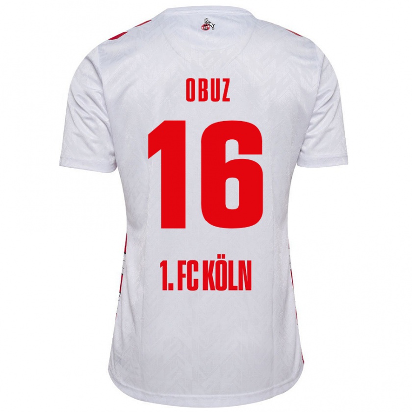 Kandiny Enfant Maillot Marvin Obuz #16 Blanc Rouge Tenues Domicile 2024/25 T-Shirt