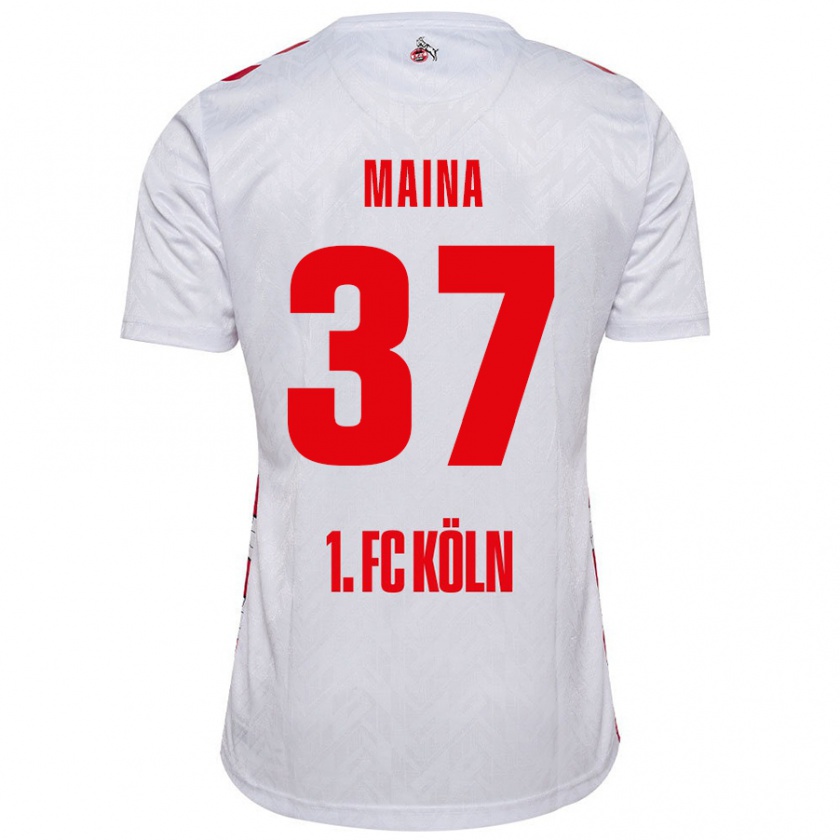 Kandiny Enfant Maillot Linton Maina #37 Blanc Rouge Tenues Domicile 2024/25 T-Shirt