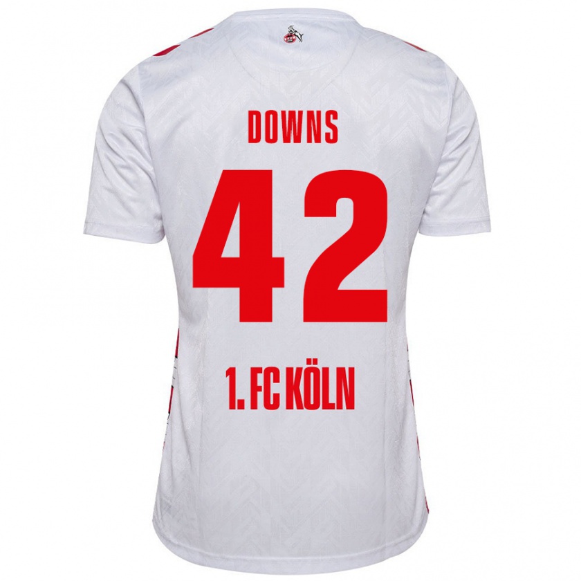 Kandiny Enfant Maillot Damion Downs #42 Blanc Rouge Tenues Domicile 2024/25 T-Shirt