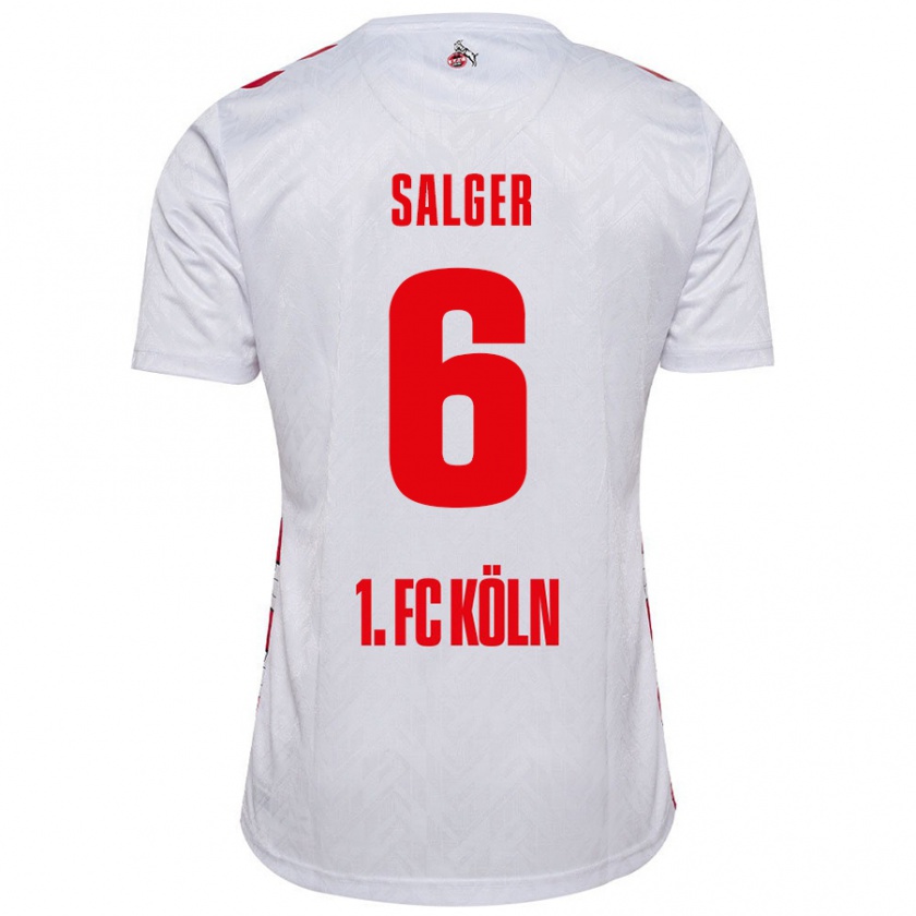 Kandiny Enfant Maillot Stephan Salger #6 Blanc Rouge Tenues Domicile 2024/25 T-Shirt