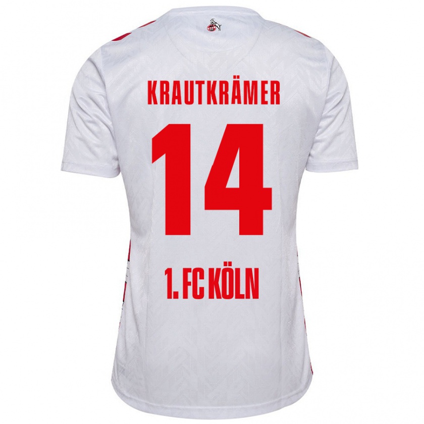 Kandiny Enfant Maillot Jakob Krautkrämer #14 Blanc Rouge Tenues Domicile 2024/25 T-Shirt