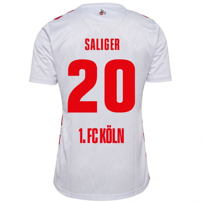 Kandiny Enfant Maillot Jonas Saliger #20 Blanc Rouge Tenues Domicile 2024/25 T-Shirt