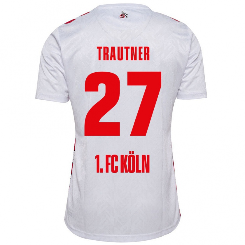 Kandiny Enfant Maillot Tobias Trautner #27 Blanc Rouge Tenues Domicile 2024/25 T-Shirt