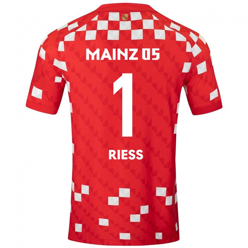 Kandiny Enfant Maillot Lasse Rieß #1 Blanc Rouge Tenues Domicile 2024/25 T-Shirt