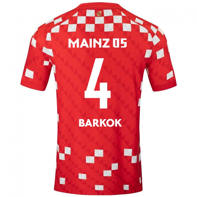 Kandiny Enfant Maillot Aymen Barkok #4 Blanc Rouge Tenues Domicile 2024/25 T-Shirt