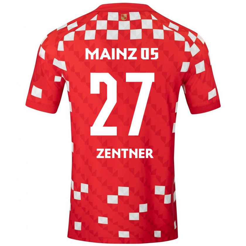 Kandiny Enfant Maillot Robin Zentner #27 Blanc Rouge Tenues Domicile 2024/25 T-Shirt