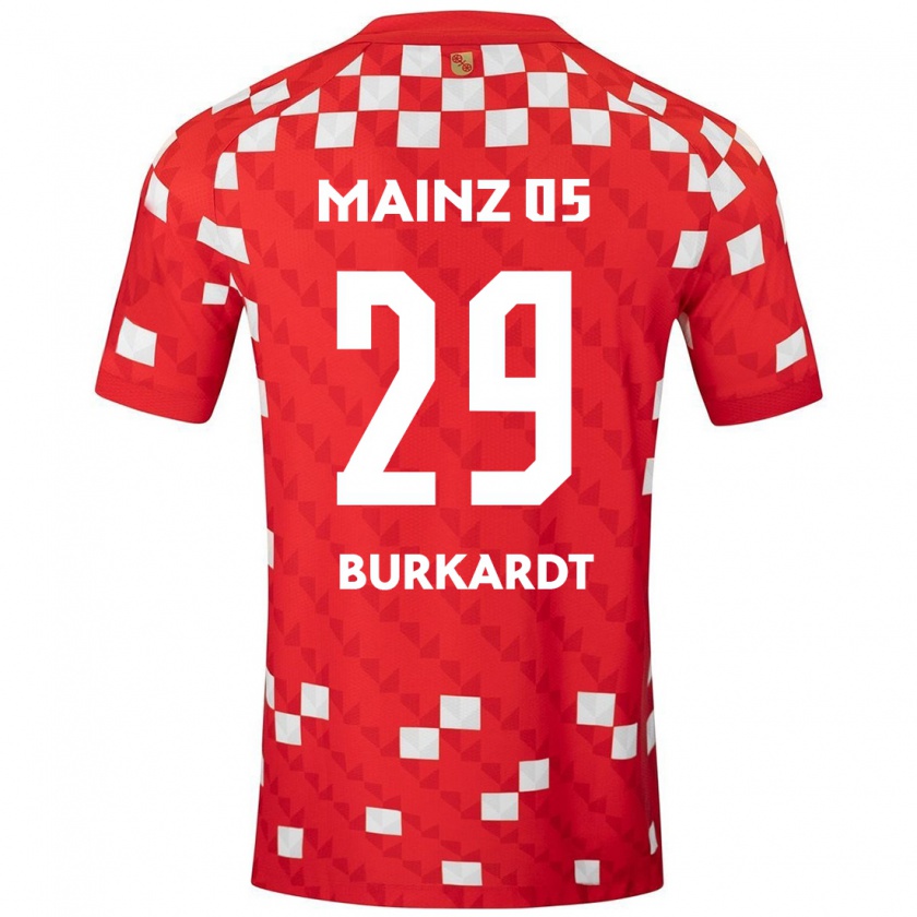 Kandiny Enfant Maillot Jonathan Burkardt #29 Blanc Rouge Tenues Domicile 2024/25 T-Shirt