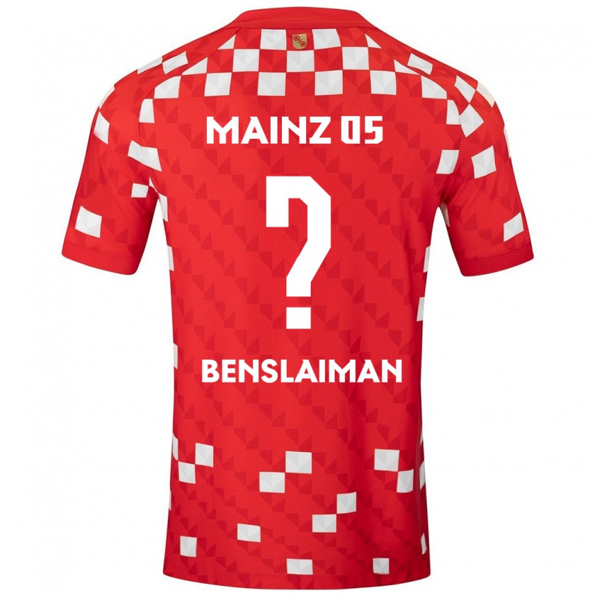 Kandiny Enfant Maillot Mohamed Benslaiman #0 Blanc Rouge Tenues Domicile 2024/25 T-Shirt