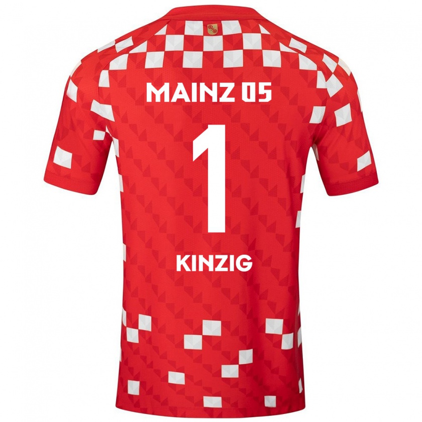 Kandiny Enfant Maillot Maximilian Kinzig #1 Blanc Rouge Tenues Domicile 2024/25 T-Shirt