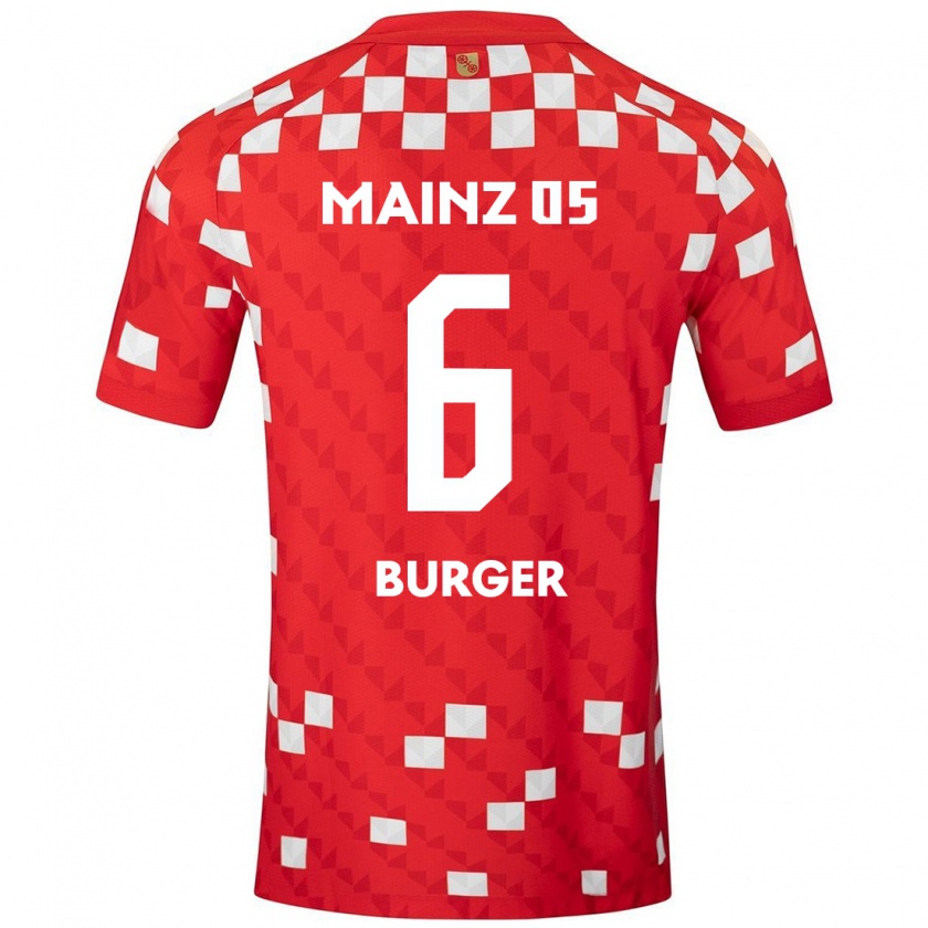 Kandiny Enfant Maillot Korbinian Burger #6 Blanc Rouge Tenues Domicile 2024/25 T-Shirt