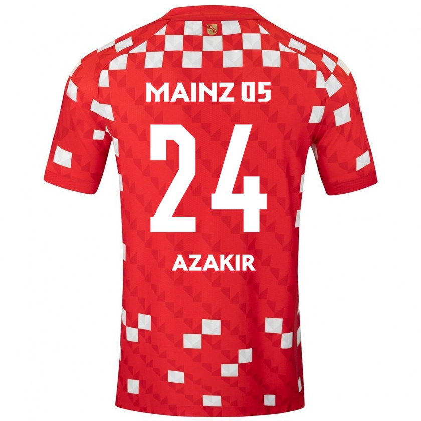 Kandiny Enfant Maillot Dennis Azakir #24 Blanc Rouge Tenues Domicile 2024/25 T-Shirt