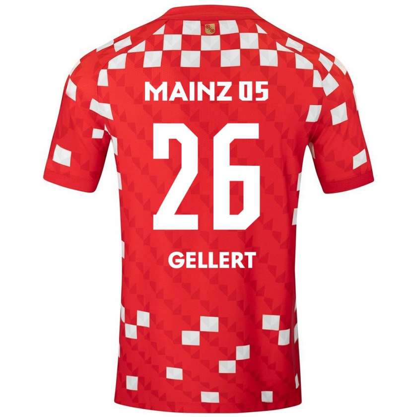 Kandiny Enfant Maillot Mona Gellert #26 Blanc Rouge Tenues Domicile 2024/25 T-Shirt