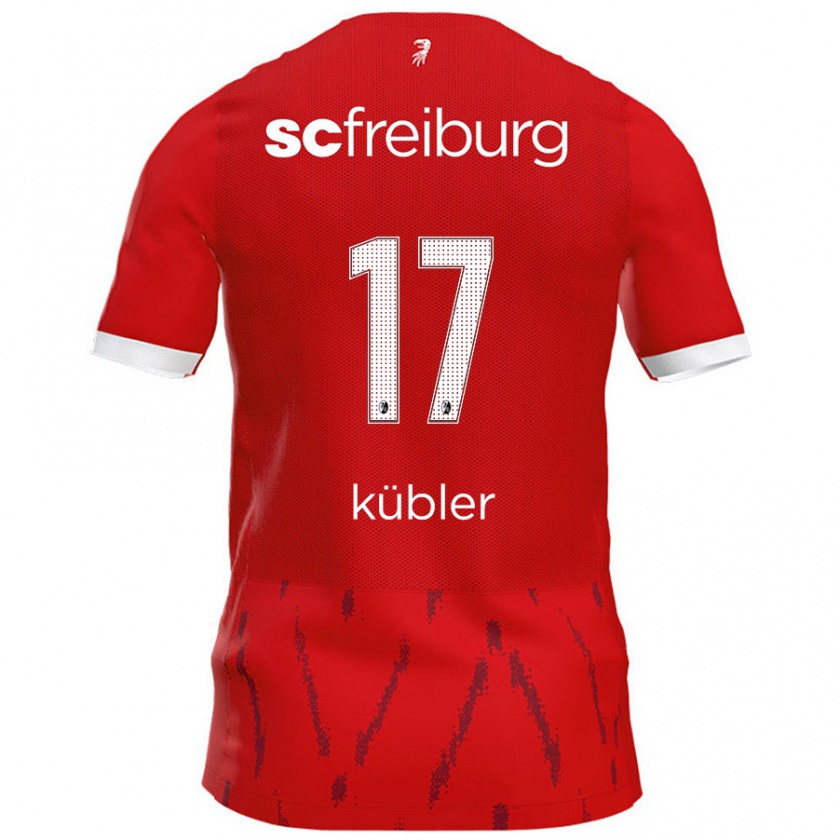 Kandiny Enfant Maillot Lukas Kübler #17 Rouge Tenues Domicile 2024/25 T-Shirt