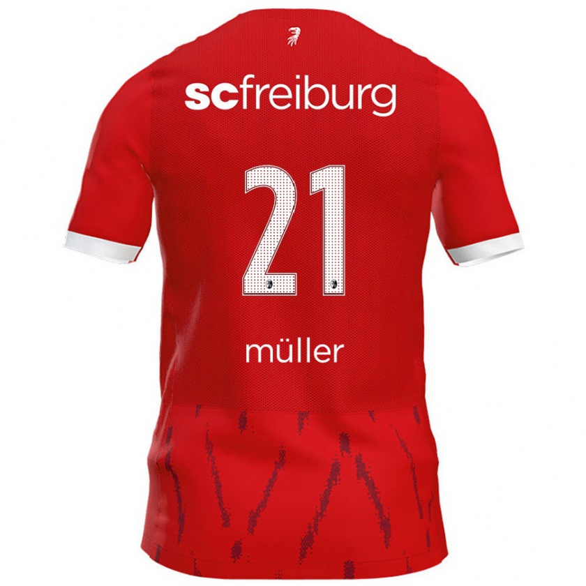 Kandiny Enfant Maillot Florian Müller #21 Rouge Tenues Domicile 2024/25 T-Shirt