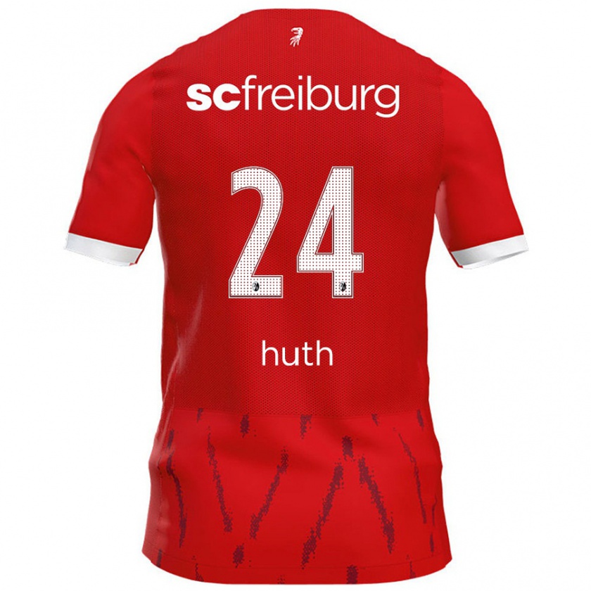 Kandiny Enfant Maillot Jannik Huth #24 Rouge Tenues Domicile 2024/25 T-Shirt