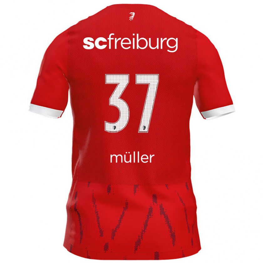 Kandiny Enfant Maillot Ruben Müller #37 Rouge Tenues Domicile 2024/25 T-Shirt