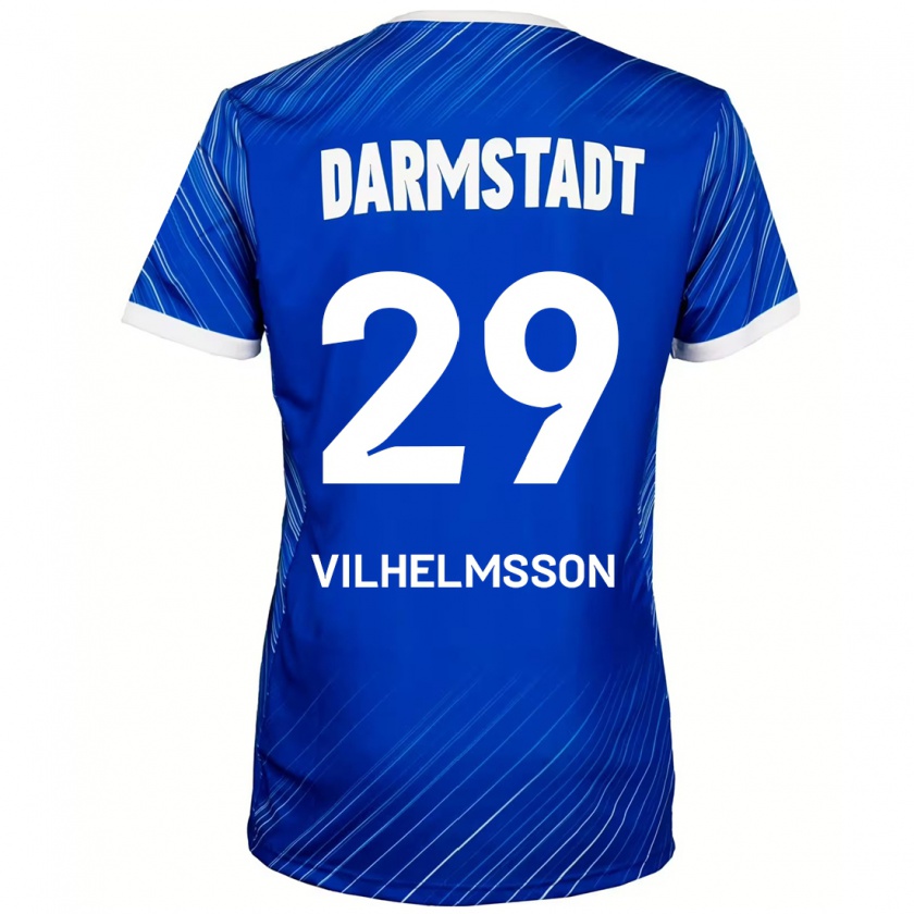 Kandiny Enfant Maillot Oscar Vilhelmsson #29 Bleu Blanc Tenues Domicile 2024/25 T-Shirt