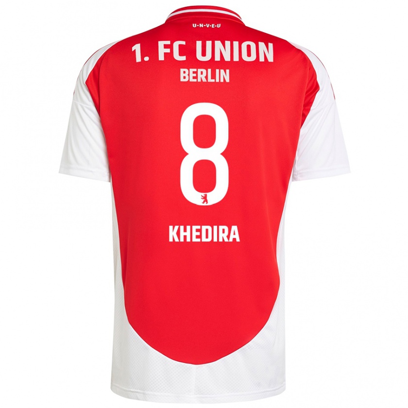 Kandiny Enfant Maillot Rani Khedira #8 Rouge Blanc Tenues Domicile 2024/25 T-Shirt