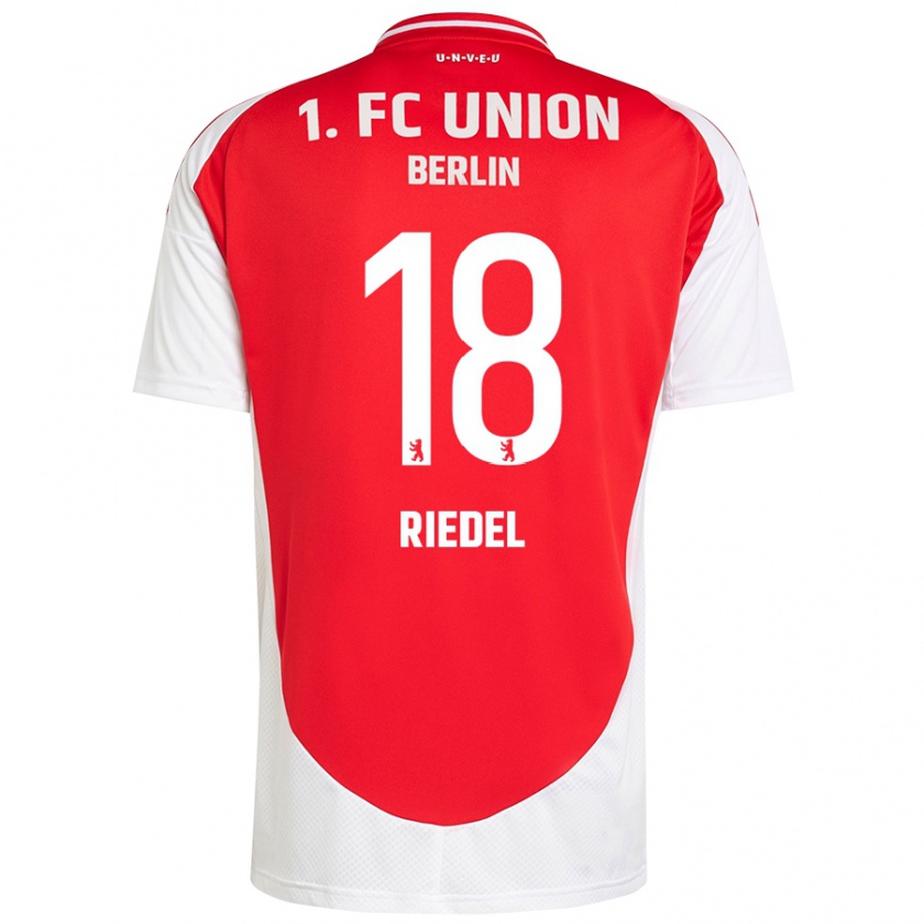 Kandiny Enfant Maillot Aaron Riedel #18 Rouge Blanc Tenues Domicile 2024/25 T-Shirt