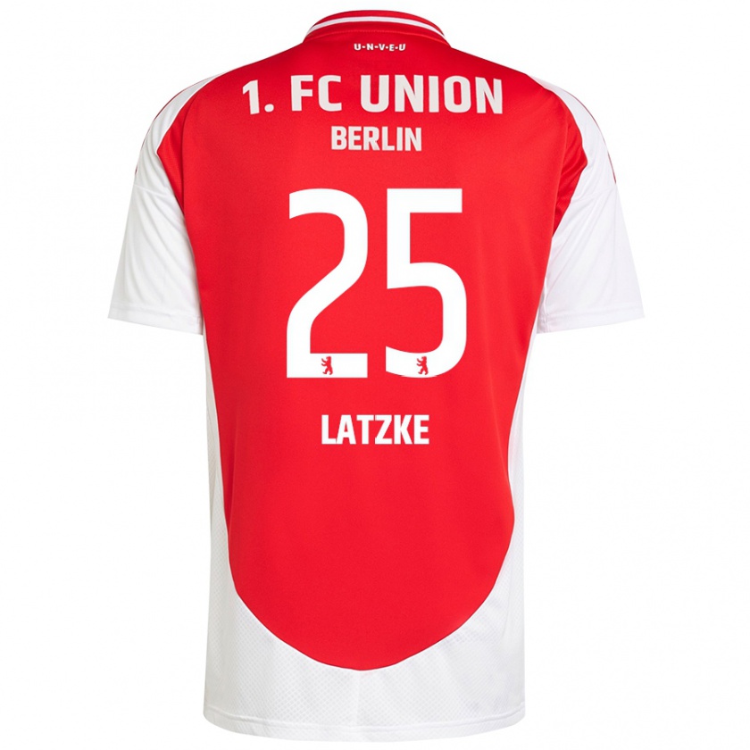 Kandiny Enfant Maillot Jannes Latzke #25 Rouge Blanc Tenues Domicile 2024/25 T-Shirt