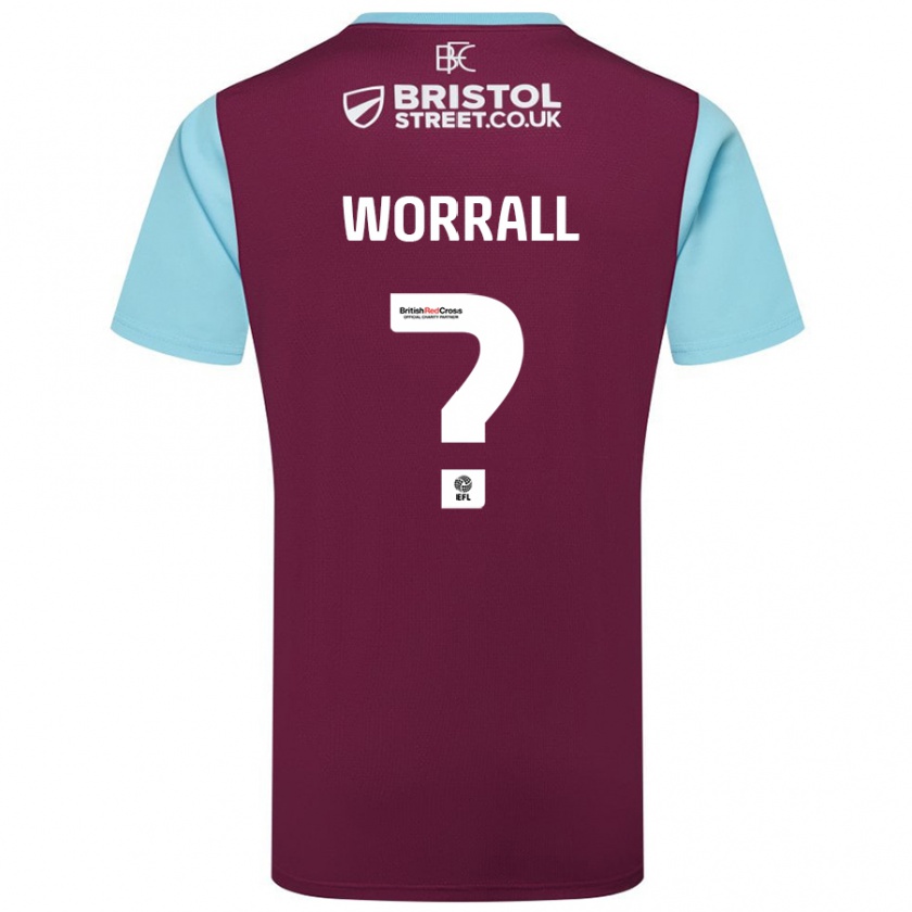 Kandiny Enfant Maillot Joe Worrall #0 Bordeaux Bleu Ciel Tenues Domicile 2024/25 T-Shirt