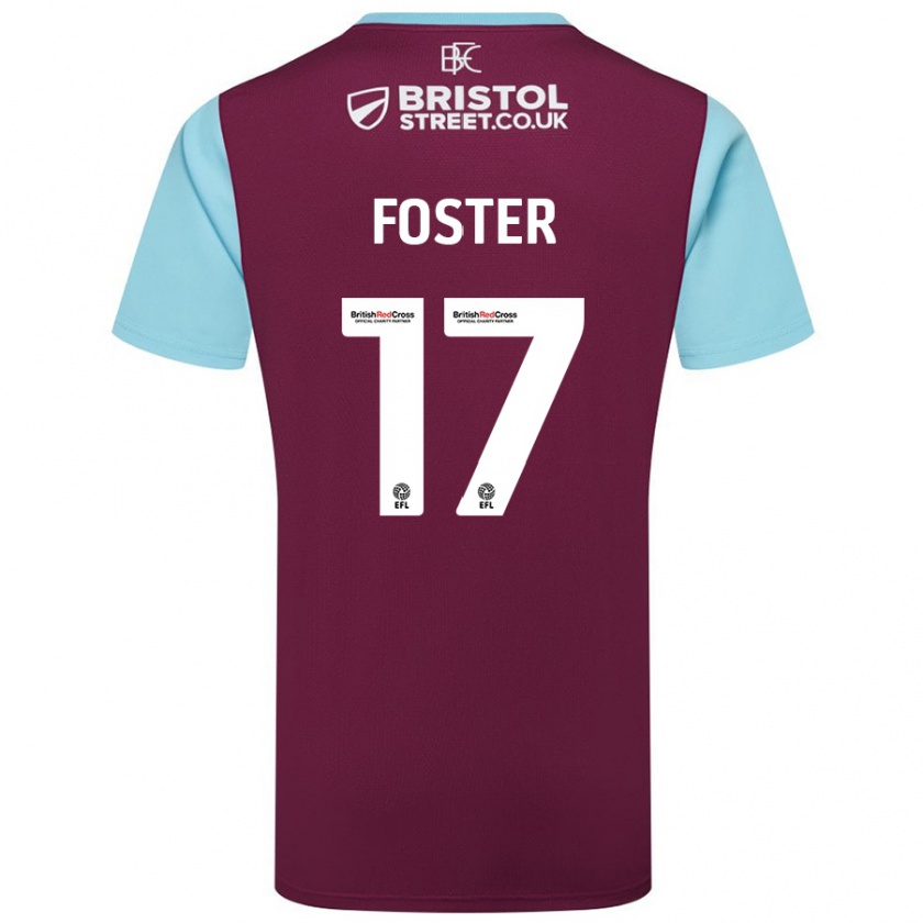 Kandiny Enfant Maillot Lyle Foster #17 Bordeaux Bleu Ciel Tenues Domicile 2024/25 T-Shirt