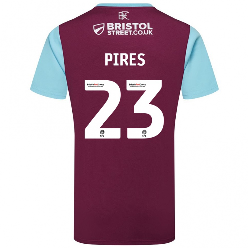 Kandiny Enfant Maillot Lucas Pires #23 Bordeaux Bleu Ciel Tenues Domicile 2024/25 T-Shirt