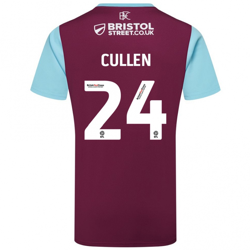 Kandiny Enfant Maillot Josh Cullen #24 Bordeaux Bleu Ciel Tenues Domicile 2024/25 T-Shirt