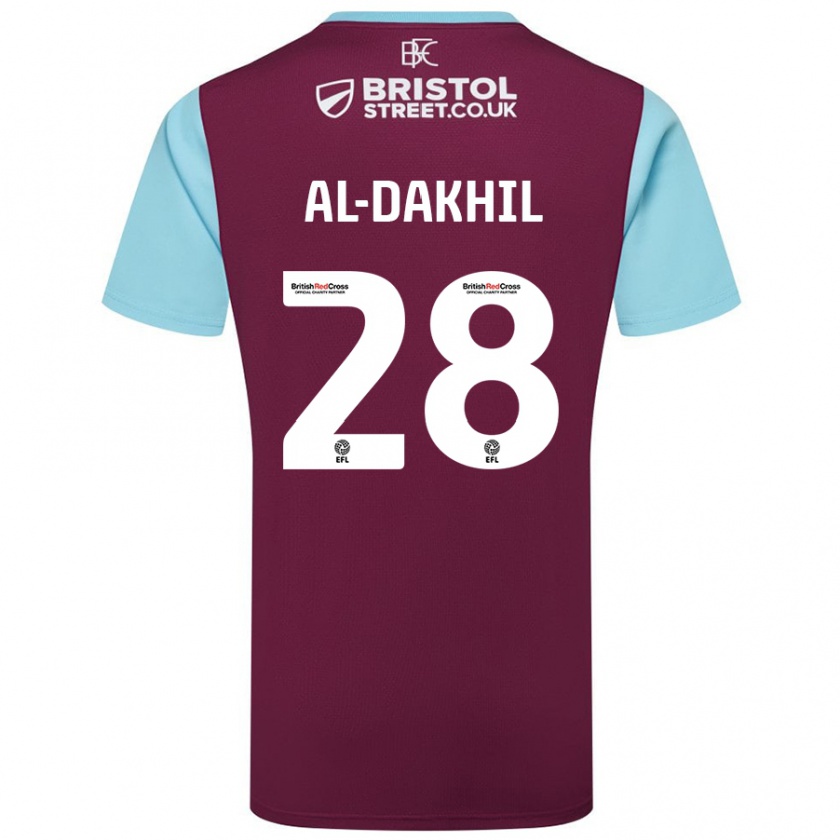 Kandiny Enfant Maillot Ameen Al-Dakhil #28 Bordeaux Bleu Ciel Tenues Domicile 2024/25 T-Shirt